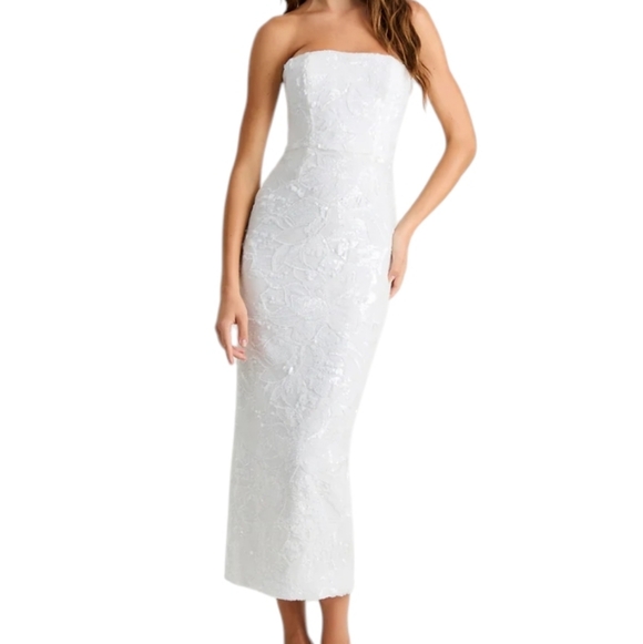 Helsi Leslie White Sequin Strapless Gown....Size Large